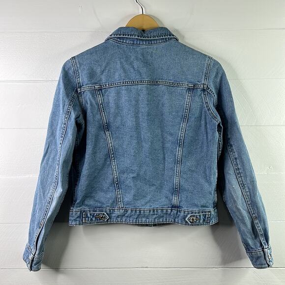 MANGO DENIM Light Wash Denim Long Sleeve Button Up Jean Jacket Size Small - Picture 2 of 11